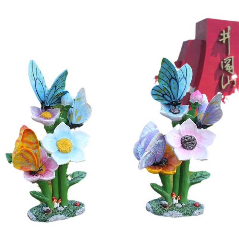 Gardening Tools Sketch - Outdoor butterfly flower sculpture lawn landscape