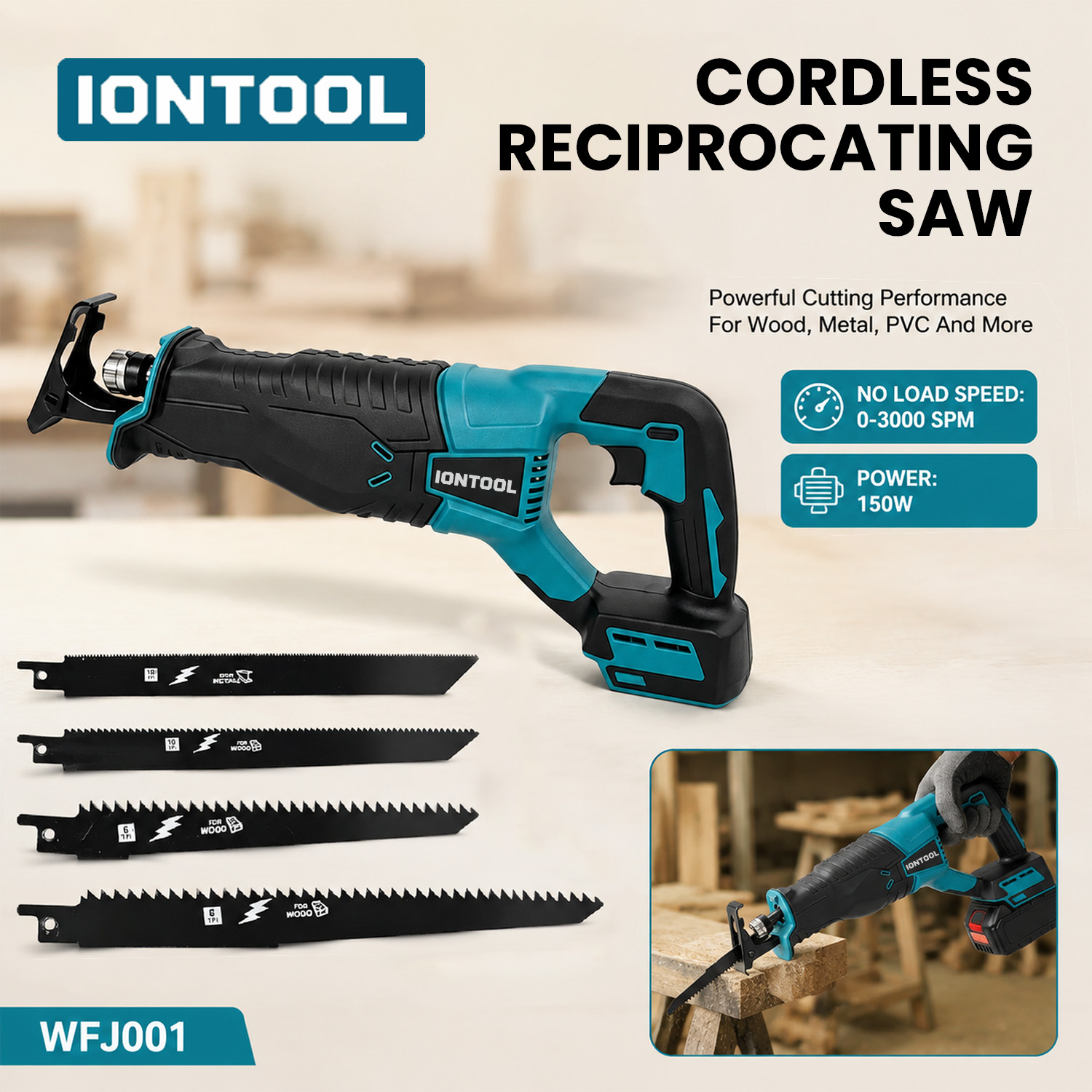 Gardening Tools To Cut Branches - IONTOOL Cordless Reciprocating Saw Bare Unit