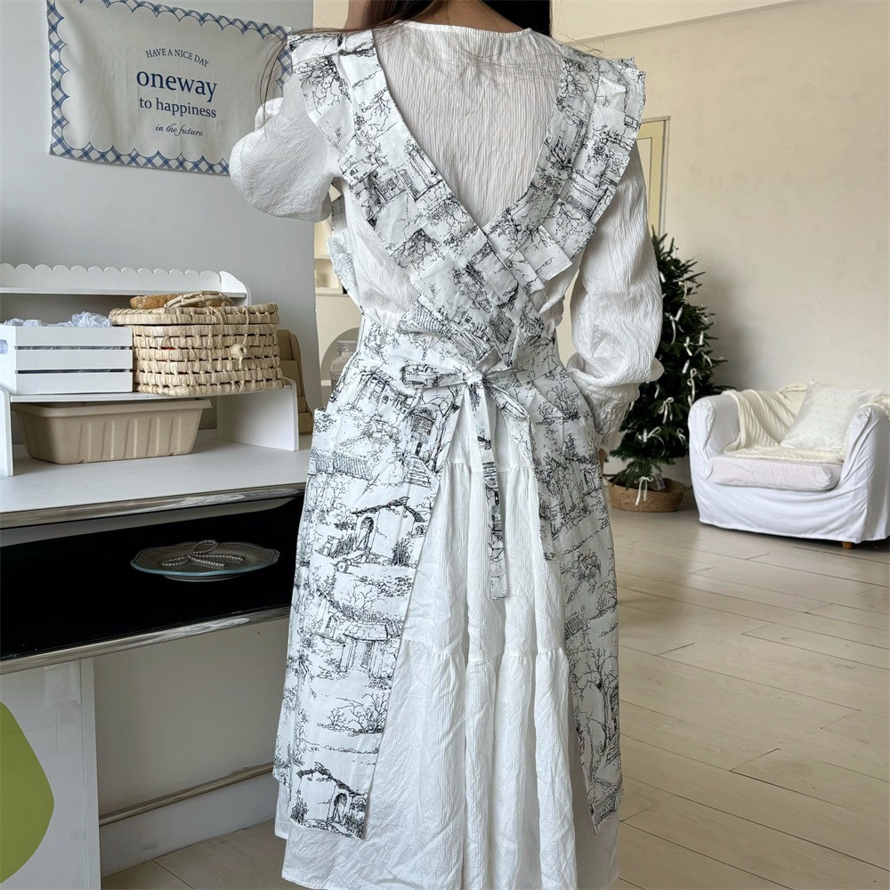Women Ruffles Apron Cotton Ink - Gardening Tools Store review and price